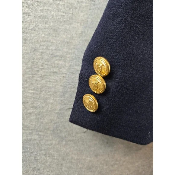 VINTAGE Polo University Club Blazer Mens 46R Navy Wool Gold Buttons Made USA 90s